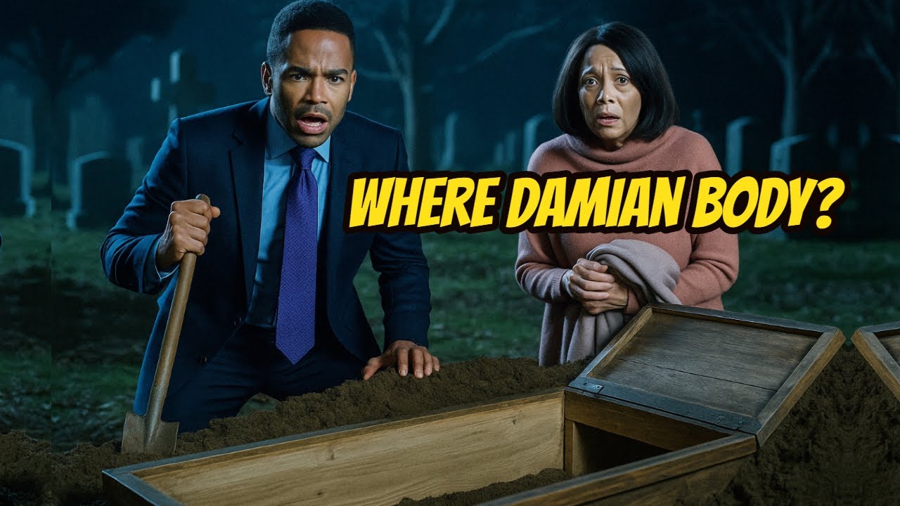 Y&R Shock Amy and Nate secretly dig up Damian's grave - opening the coffin lid leaves them horrified